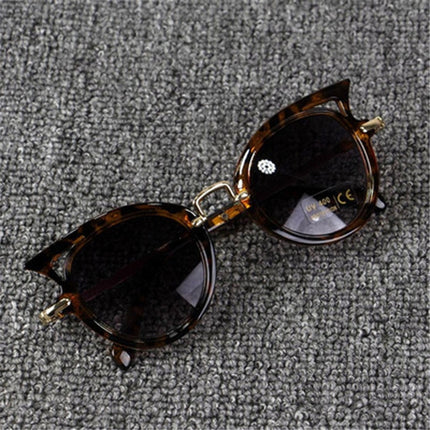 2 PCS Fashion Baby Girls and Boys Cat Eyes Sunglasses Anti-UV Sunglasses(Leopard)-garmade.com