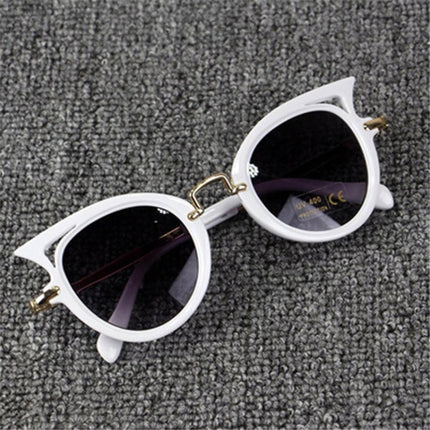 2 PCS Fashion Baby Girls and Boys Cat Eyes Sunglasses Anti-UV Sunglasses(White)-garmade.com