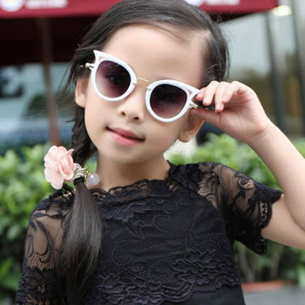 2 PCS Fashion Baby Girls and Boys Cat Eyes Sunglasses Anti-UV Sunglasses(White)-garmade.com
