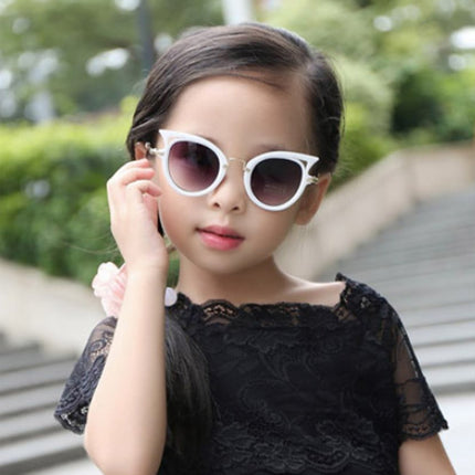 2 PCS Fashion Baby Girls and Boys Cat Eyes Sunglasses Anti-UV Sunglasses(White)-garmade.com