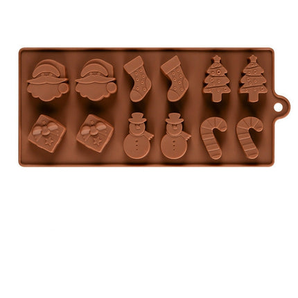 Silicone Christmas Chocolate Baking Tools Non-stick Jelly Candy 3D DIY Decoration Mold(Chocolate)-garmade.com