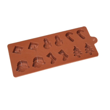 Silicone Christmas Chocolate Baking Tools Non-stick Jelly Candy 3D DIY Decoration Mold(Chocolate)-garmade.com