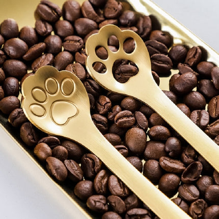 Stainless Steel Creative Cat Claw Coffee Spoon Dessert Cake Spoon, Style:Hollow Cat Claw Spoon, Color:Rose Gold-garmade.com