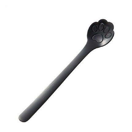 Stainless Steel Creative Cat Claw Coffee Spoon Dessert Cake Spoon, Style:Cat Claw Spoon, Color:Black-garmade.com