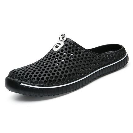 Fashion Breathable Hollow Sandals Couple Beach Sandals, Shoe Size:43(Black)-garmade.com