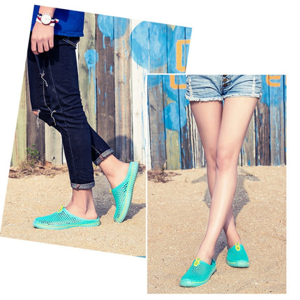Fashion Breathable Hollow Sandals Couple Beach Sandals, Shoe Size:43(Blue)-garmade.com