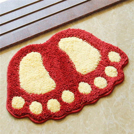 Foot-shaped Non Slip Shaggy Soft Water Absorption Bedroom Bathroom Carpet Mat, Size: 40x60cm(Red)-garmade.com