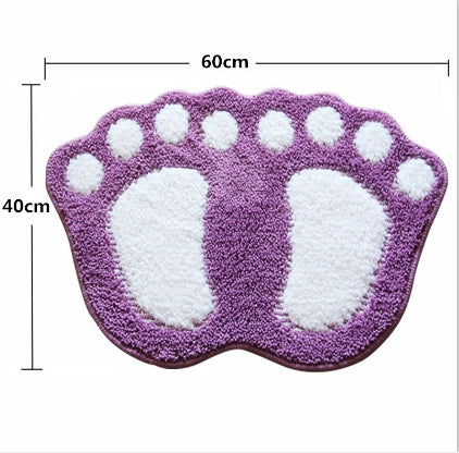 Foot-shaped Non Slip Shaggy Soft Water Absorption Bedroom Bathroom Carpet Mat, Size: 40x60cm(Red)-garmade.com