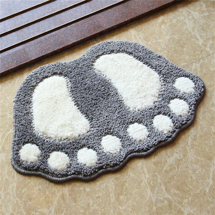 Foot-shaped Non Slip Shaggy Soft Water Absorption Bedroom Bathroom Carpet Mat, Size: 40x60cm(Grey)-garmade.com