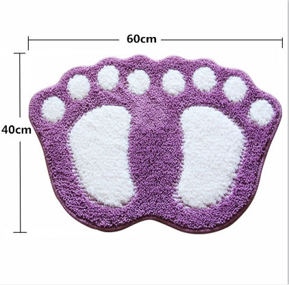 Foot-shaped Non Slip Shaggy Soft Water Absorption Bedroom Bathroom Carpet Mat, Size: 40x60cm(Grey)-garmade.com