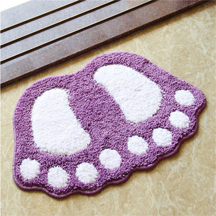 Foot-shaped Non Slip Shaggy Soft Water Absorption Bedroom Bathroom Carpet Mat, Size: 40x60cm(Purple)-garmade.com