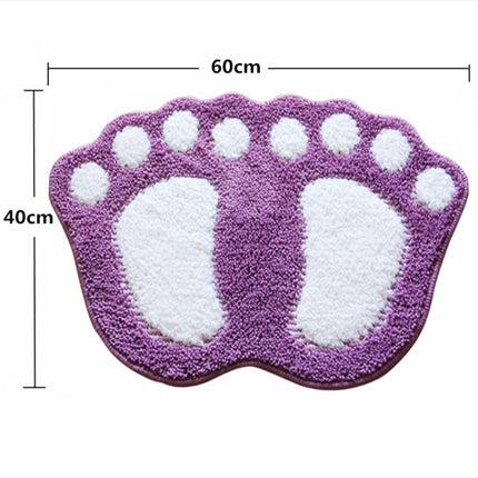 Foot-shaped Non Slip Shaggy Soft Water Absorption Bedroom Bathroom Carpet Mat, Size: 40x60cm(Purple)-garmade.com