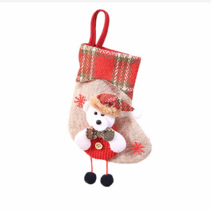 Mini Christmas Stockings Gift Bags Christmas Decorations for Home Festival Party(Little Bear Style)-garmade.com
