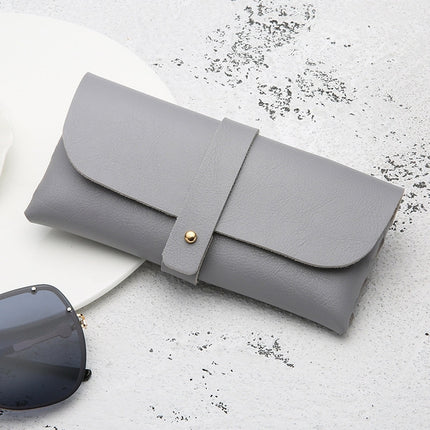 Fashion Portable Glasses Case Magnetic PU Leather Foldable Glasses Box for Eyeglass Oversize Sunglasses(Gray)-garmade.com