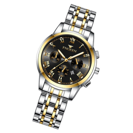 FNGEEN 4006 Ladies Quartz Watch Fashion Luminous Date Display Watch(Gold Black Surface)-garmade.com