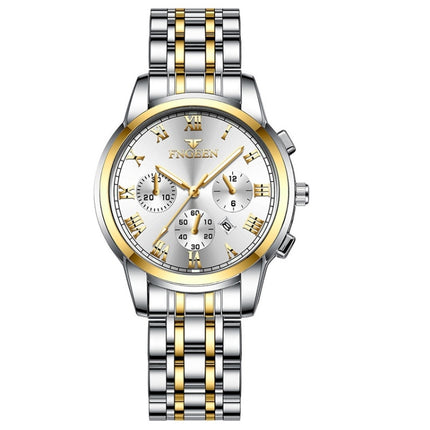FNGEEN 4006 Ladies Quartz Watch Fashion Luminous Date Display Watch(Gold White Surface)-garmade.com
