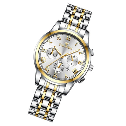 FNGEEN 4006 Ladies Quartz Watch Fashion Luminous Date Display Watch(Gold White Surface)-garmade.com