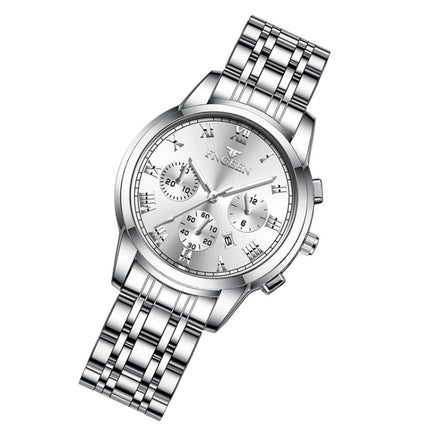 FNGEEN 4006 Ladies Quartz Watch Fashion Luminous Date Display Watch(White Steel White Surface)-garmade.com