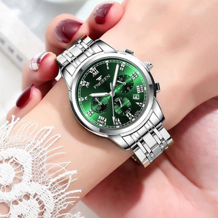 FNGEEN 4006 Ladies Quartz Watch Fashion Luminous Date Display Watch(White Steel White Surface)-garmade.com