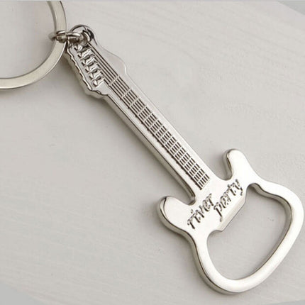 2 PCS Zinc Alloy Beer Guitar Bottle Opener Keychain Keyring Key Chain-garmade.com