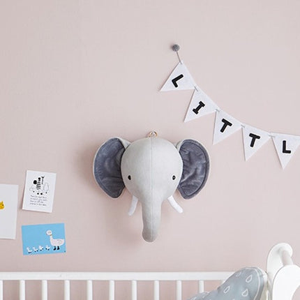 Children Room Wall Stuffed Plush Toy Baby Bedroom Decoration Animal Head Wall Decorate Toy Doll for Kids(Elephant)-garmade.com