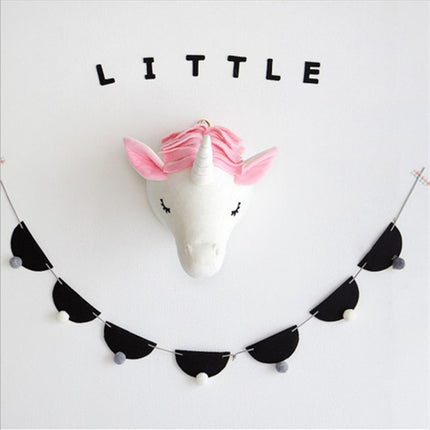 Children Room Wall Stuffed Plush Toy Baby Bedroom Decoration Animal Head Wall Decorate Toy Doll for Kids(Unicorn)-garmade.com