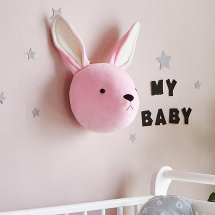 Children Room Wall Stuffed Plush Toy Baby Bedroom Decoration Animal Head Wall Decorate Toy Doll for Kids(Rabbit)-garmade.com