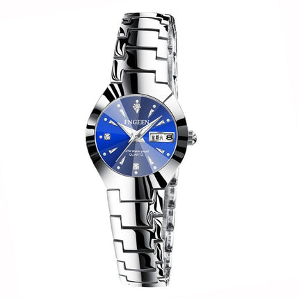 FNGEEN 5808 Women Fashion Steel Strap Quartz Watch Couple Watch(Stainless Steel Blue Surface)-garmade.com