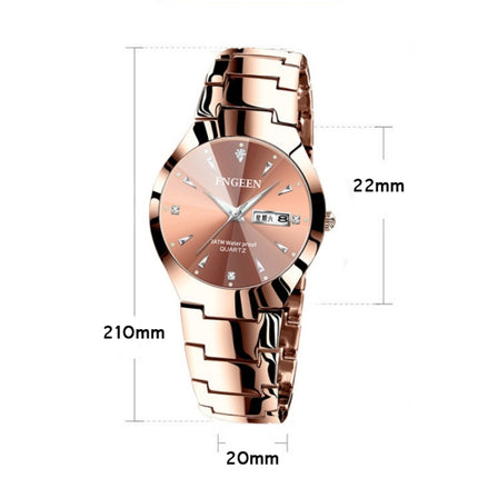 FNGEEN 5808 Women Fashion Steel Strap Quartz Watch Couple Watch(Black Steel Black Surface)-garmade.com