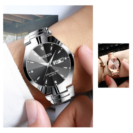 FNGEEN 5808 Women Fashion Steel Strap Quartz Watch Couple Watch(Black Steel Black Surface)-garmade.com