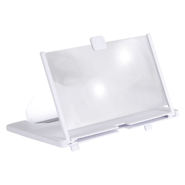 12 Inch Pull-Out Mobile Phone Screen Magnifier 3D Desktop Stand, Style:Blu-ray Model(White)-garmade.com