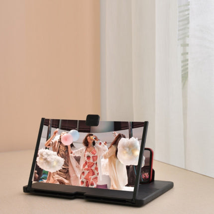 12 Inch Pull-Out Mobile Phone Screen Magnifier 3D Desktop Stand, Style:Blu-ray Model(Black)-garmade.com