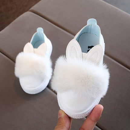 Non-slip Rabbit Ear Princess Children Shoes, Shoe Size:15cm(White)-garmade.com