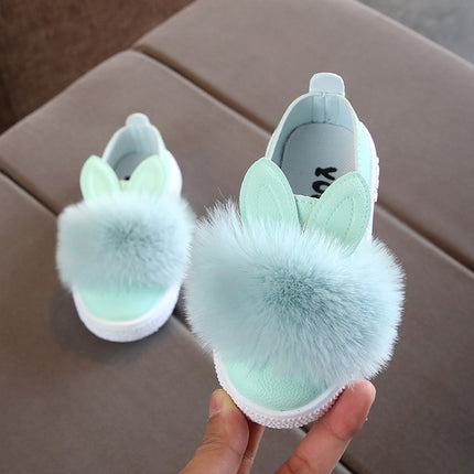 Non-slip Rabbit Ear Princess Children Shoes, Shoe Size:17.4cm(Green)-garmade.com