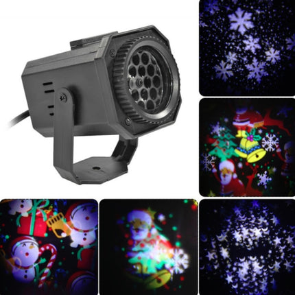 8W LED Stage Lighting Christmas Snowflake Pattern Projection Lamp Effect Laser Light, Plug Specifications:EU Plug(Multiple Holes)-garmade.com