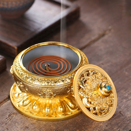 Unique Mosquito Incense Burner Mosquito Coil Holder with Metal Mesh Cover(Gold)-garmade.com