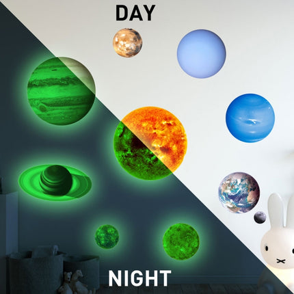 E wall 2 Sets Planet Solar System Fluorescent Wall Stickers Room Bedroom Luminous Wall Stickers(Big Size)-garmade.com