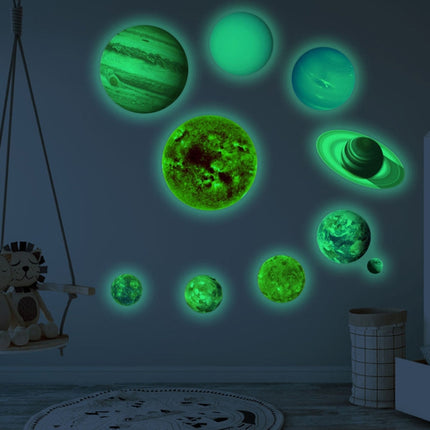 E wall 2 Sets Planet Solar System Fluorescent Wall Stickers Room Bedroom Luminous Wall Stickers(Small Size)-garmade.com