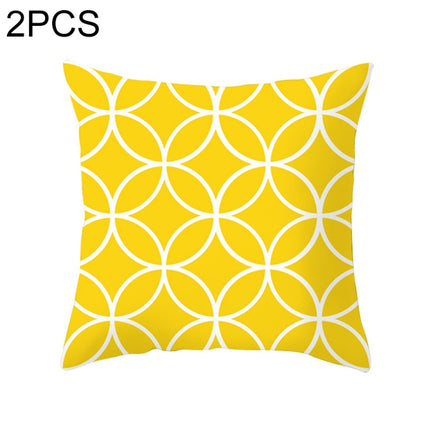 2 PCS 45x45cm Yellow Striped Pillowcase Geometric Throw Cushion Pillow Cover Printing Cushion Pillow Case Bedroom Office, Size:450*450mm(27)-garmade.com