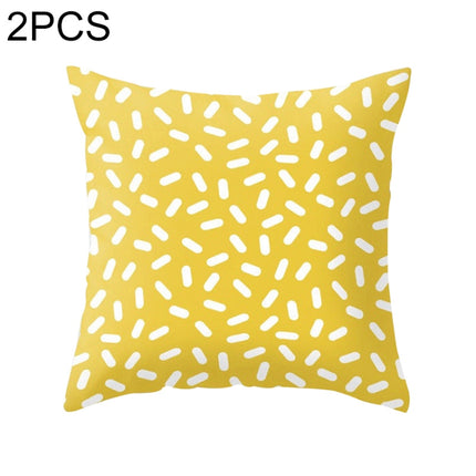 2 PCS 45x45cm Yellow Striped Pillowcase Geometric Throw Cushion Pillow Cover Printing Cushion Pillow Case Bedroom Office, Size:450*450mm(3)-garmade.com