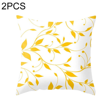 2 PCS 45x45cm Yellow Striped Pillowcase Geometric Throw Cushion Pillow Cover Printing Cushion Pillow Case Bedroom Office, Size:450*450mm(7)-garmade.com