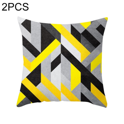 2 PCS 45x45cm Yellow Striped Pillowcase Geometric Throw Cushion Pillow Cover Printing Cushion Pillow Case Bedroom Office(17)-garmade.com