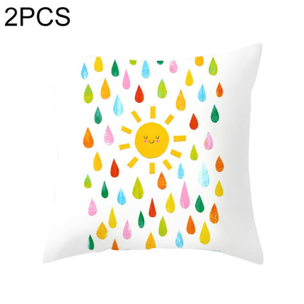 2 PCS 45x45cm Yellow Striped Pillowcase Geometric Throw Cushion Pillow Cover Printing Cushion Pillow Case Bedroom Office, Size:450*450mm(18)-garmade.com