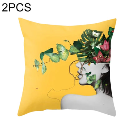 2 PCS 45x45cm Yellow Striped Pillowcase Geometric Throw Cushion Pillow Cover Printing Cushion Pillow Case Bedroom Office, Size:450*450mm(23)-garmade.com