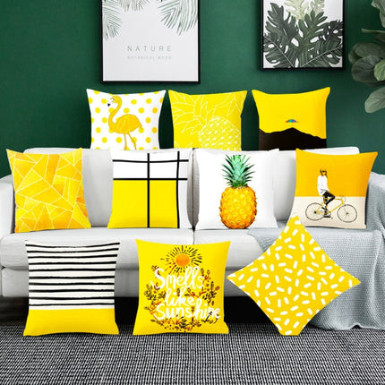 2 PCS 45x45cm Yellow Striped Pillowcase Geometric Throw Cushion Pillow Cover Printing Cushion Pillow Case Bedroom Office, Size:450*450mm(23)-garmade.com