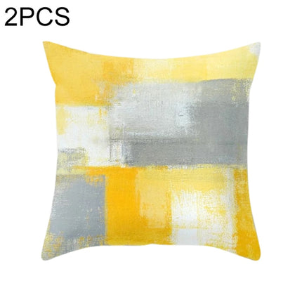 2 PCS 45x45cm Yellow Striped Pillowcase Geometric Throw Cushion Pillow Cover Printing Cushion Pillow Case Bedroom Office, Size:450*450mm(26)-garmade.com