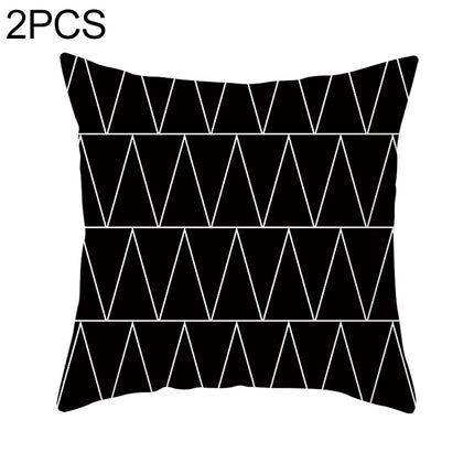 2 PCS Black and White Simple and Modern Geometric Abstract Decorative Pillowcases Polyester Throw Pillow Case(21)-garmade.com