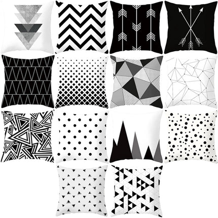2 PCS Black and White Simple and Modern Geometric Abstract Decorative Pillowcases Polyester Throw Pillow Case(21)-garmade.com