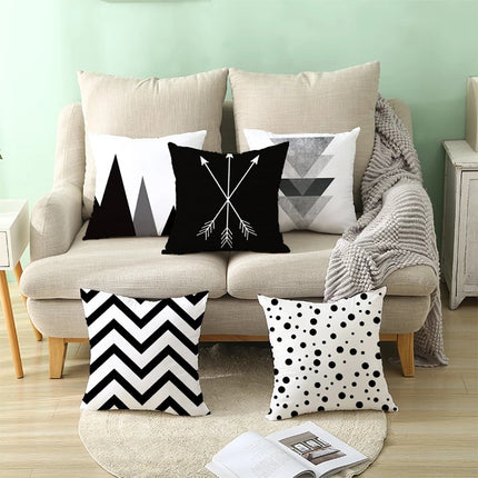 2 PCS Black and White Simple and Modern Geometric Abstract Decorative Pillowcases Polyester Throw Pillow Case(22)-garmade.com