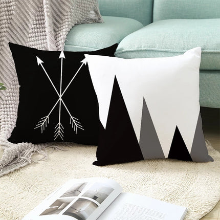 2 PCS Black and White Simple and Modern Geometric Abstract Decorative Pillowcases Polyester Throw Pillow Case(1)-garmade.com